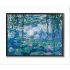 Stupell Industries Classic Water Lilies Painting Pond Detail, Designed by Claude Monet Wall Art, 16 x 20, Black Framed