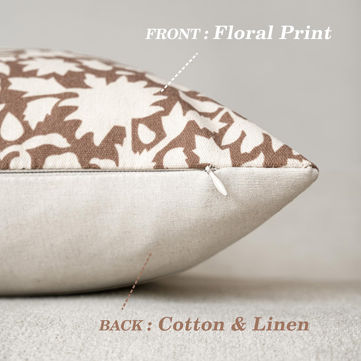 Foindtower Set Of 2 Decorative Neutral Floral Throw Pillow Covers Accent Farmhouse Cushion Covers Boho Pillowcase For Couch Sofa