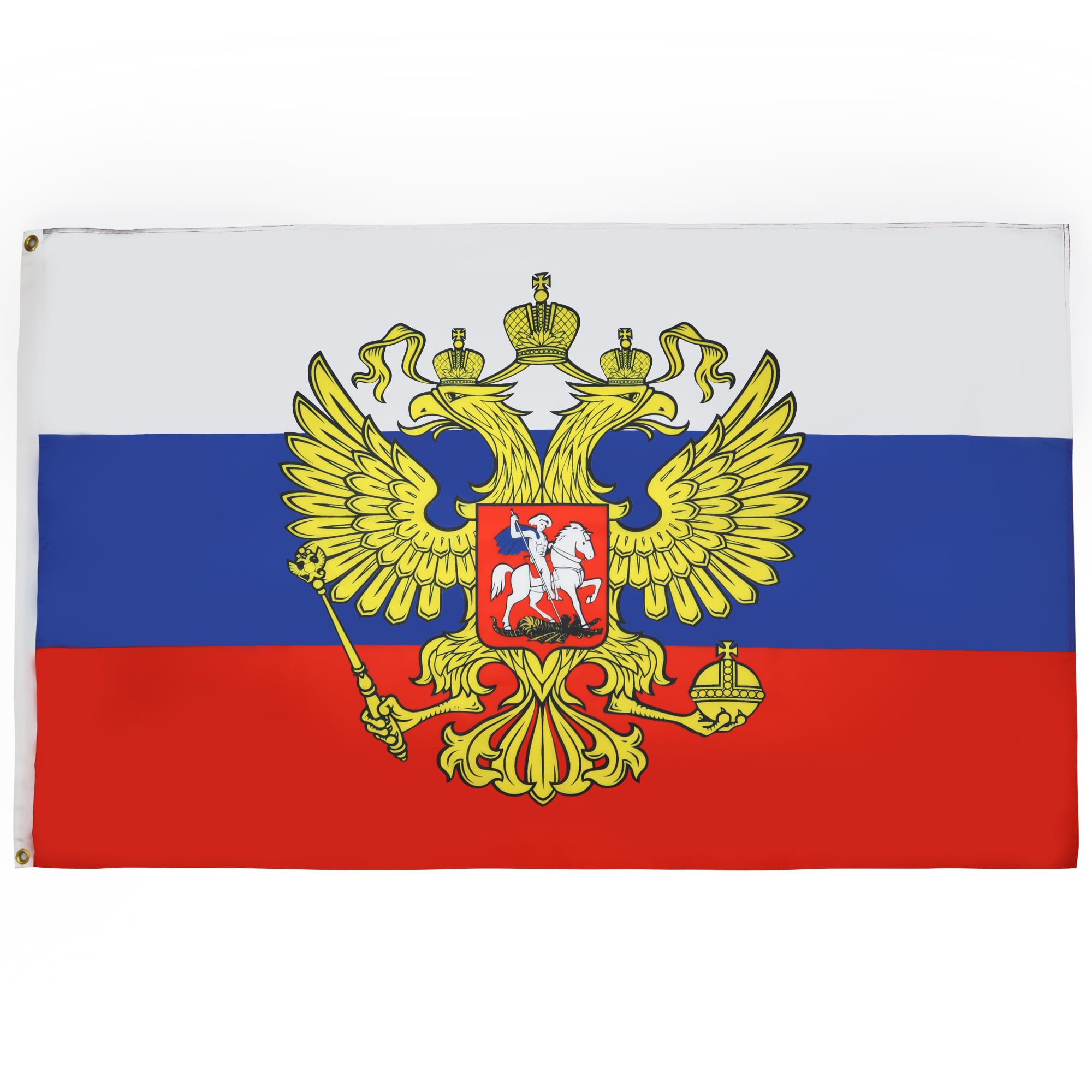 Az Flag Russia With Eagle Flag 3' X 5' - Russian Coat Of Arms Flags 90 X 150 Cm - Banner 3X5 Ft Light Polyester