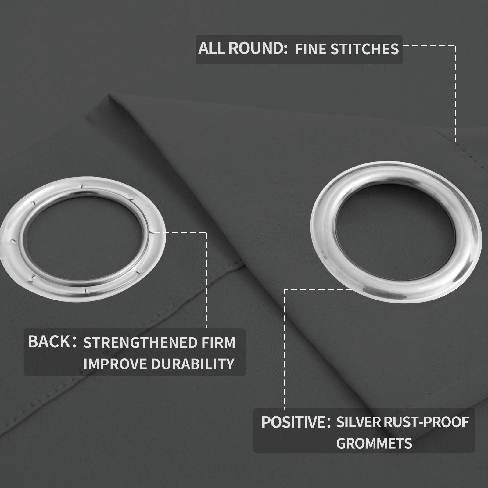 Easy-Going Blackout Curtains For Bedroom, Solid Thermal Insulated Grommet And Noise Reduction Window Drapes, Room Darkening Curtains For Living Room, 2 Panels(52X96 In,Gray)