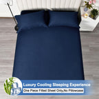 Phf 100% Rayon Derived From Bamboo Cooling Fitted Sheet Twin Size For Hot Sleeper, 16'' Deep Pocket,2.5Cm Wider Strong Elastic E