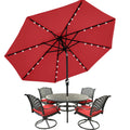 Mastercanopy Patio Umbrella With 32 Solar Led Lights -8 Ribs (11Ft,Red)