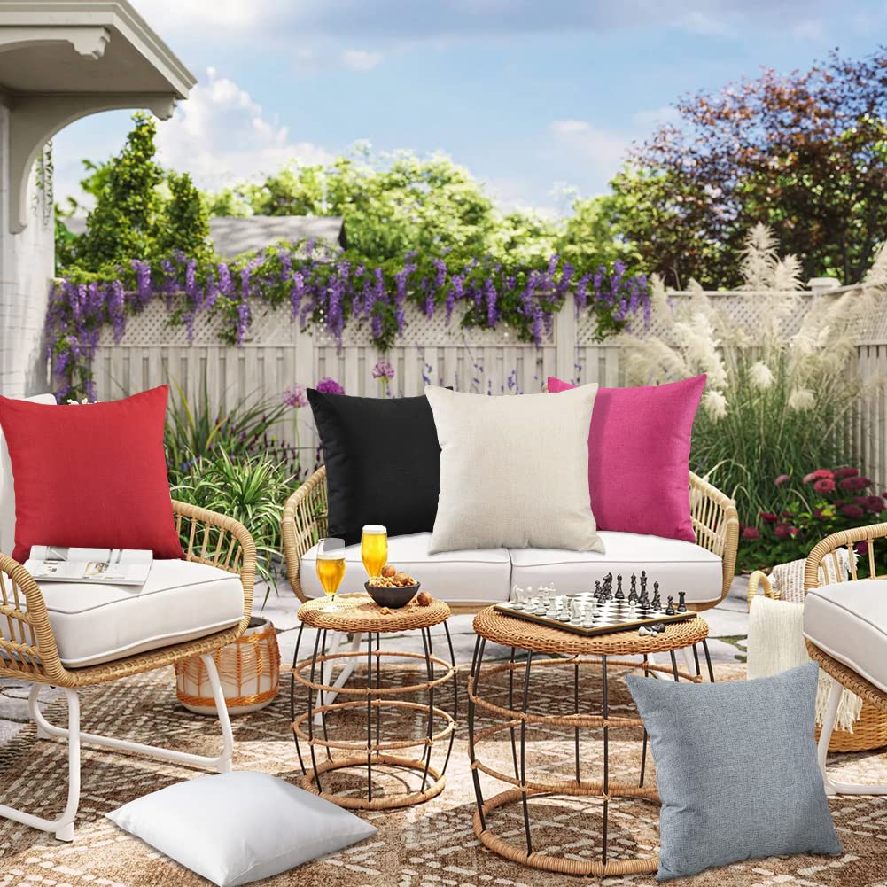 Otostar Pack Of 4 Outdoor Waterproof Throw Pillow Covers Decorative Pillow Covers Square Patio Balcony Pillowcases Cushion Case