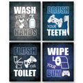 SUUURA-OO Cool Video Game Bathroom Decor Art Print Set of 4 (8x10), Game Themed Bathroom Painting, Bathroom Sign Art Picture Gif