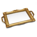 Tstarer Antique Decorative Gold Framed Square Mirror Tray, Jewelry & Cosmetics Organizer for Dresser, Square - 9.5 W x 14.5 L (G