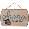 Disney Lilo and Stitch Ohana Means Family Hanging Wood Wall Decor - Cute Ohana Sign for Home Decorating