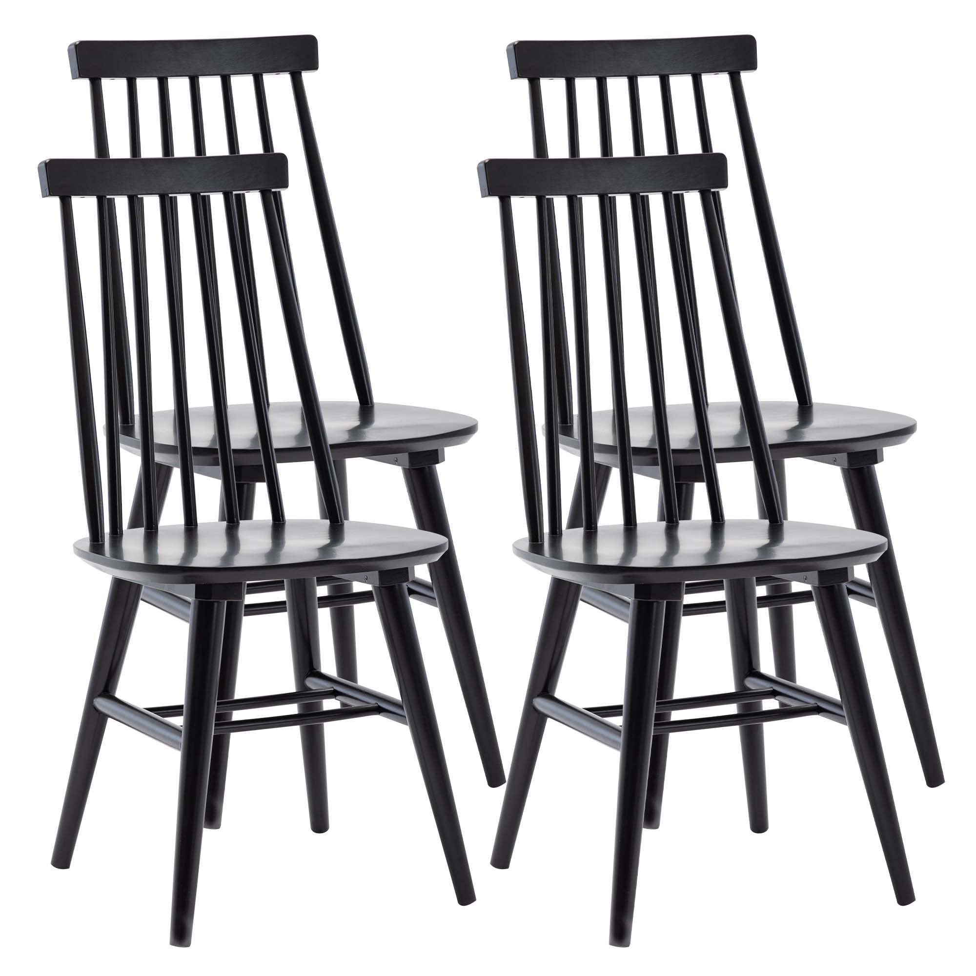 Duhome Wooden Dining Chairs Set Of 4, Wood Dining Room Chairs Slat Spindle Back Kitchen Room Chair Windsor Chairs, Black