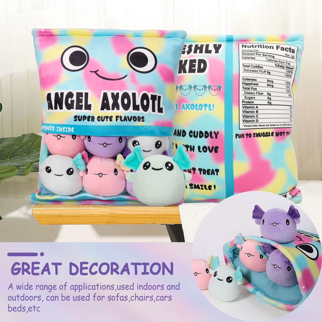 Nukbil Axolotl Plush Pillow Throw Pillow, Cute Axolotl Plush Toys Doll, Stuffed Axolotl Gift For Kids, Birthday, Christmas, Baby