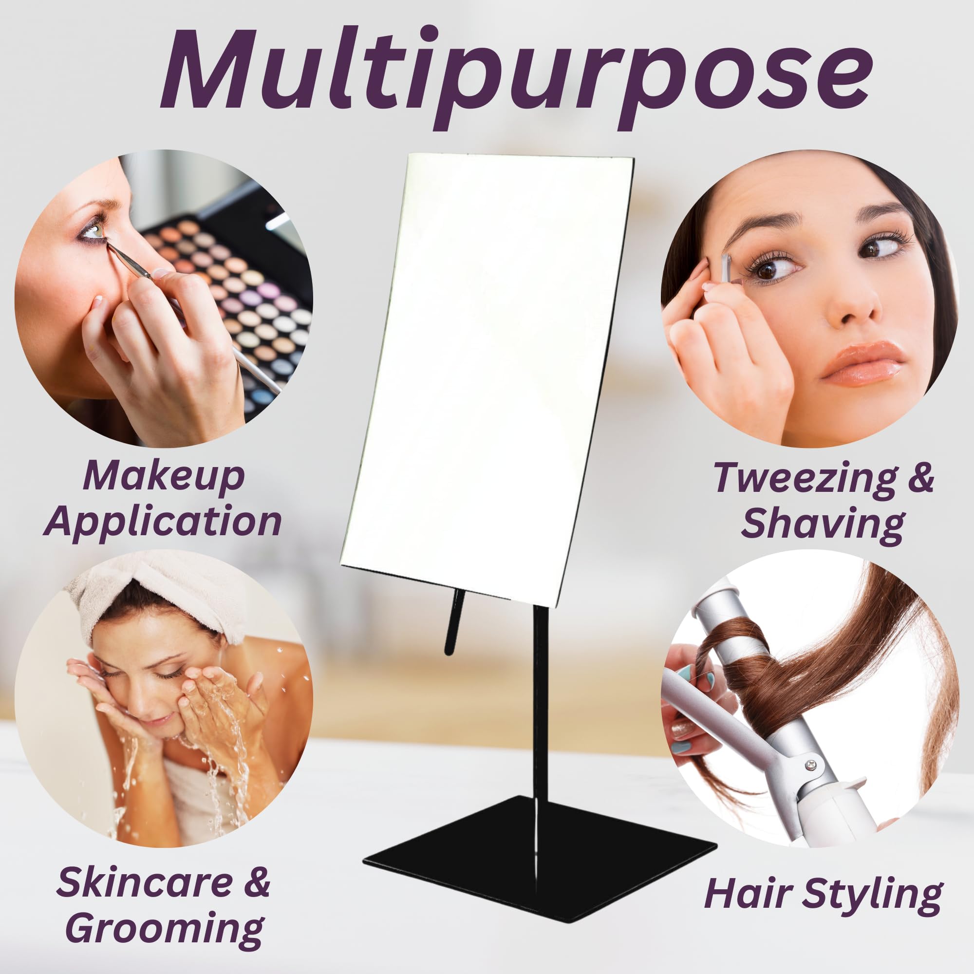 Jerdon Rectangular Tabletop Makeup Mirror - Makeup Mirror With 3X Magnification With Black Finish - 5-Inch By 8-Inch Vanity Mirr