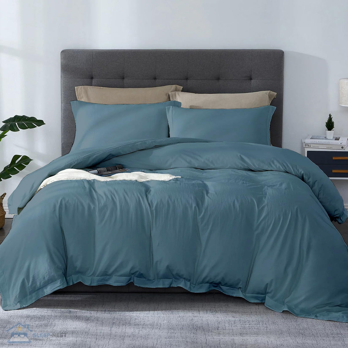 Sleep-Nest Oversized King Duvet Cover, 600 Tc Long Staple Egyptian Cotton Duvet Cover Set, Comforter Cover 120 X 98 Inches Zippe