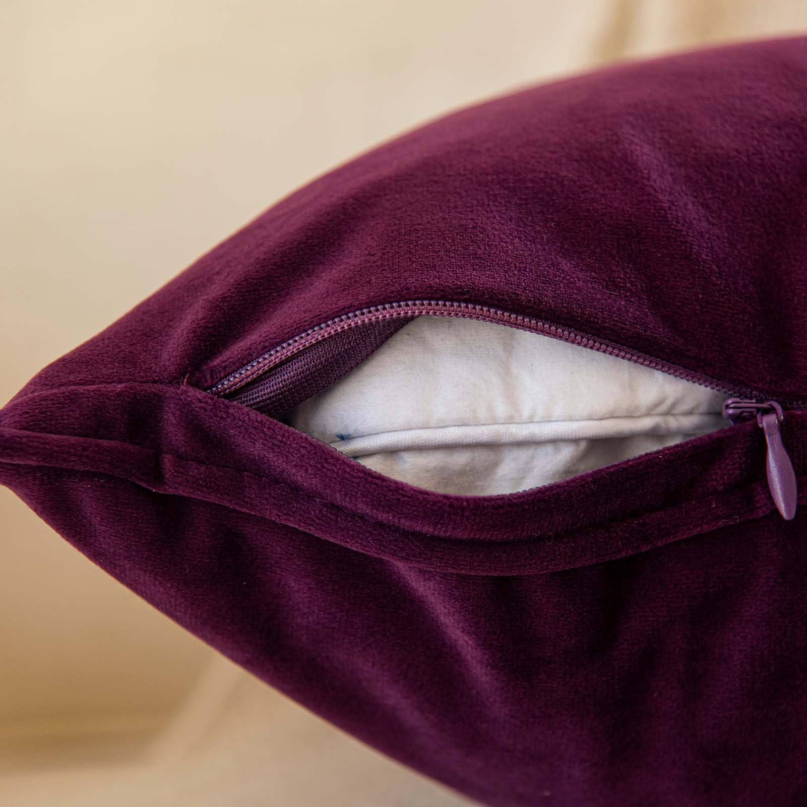 Juspurbet Eggplant Purple Christmas Decorative Velvet Throw Pillow Covers 16X16 Inch Set Of 2,Broadside Soft Cushion Case With I