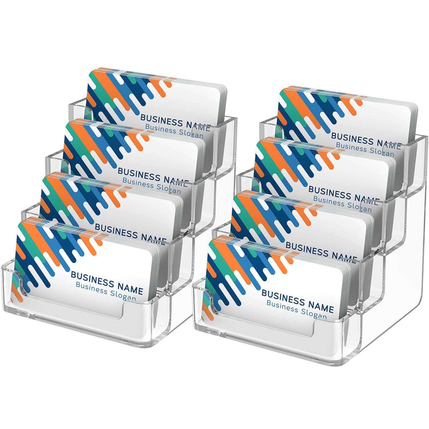 Maxgear Clear Business Card Holder 4 Pocket Business Card Display, Acrylic Business Card Stand For Desk Or Counter With 4 Tier,