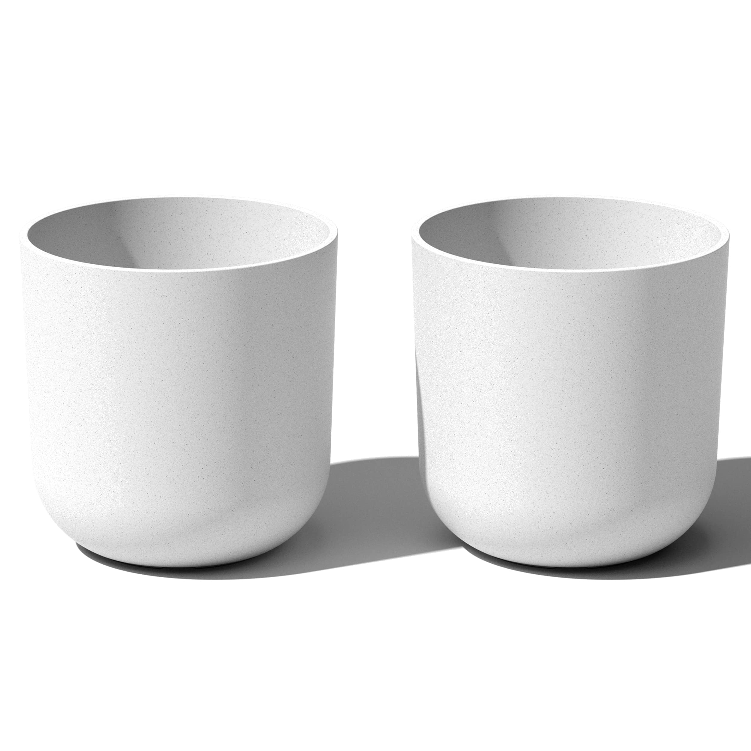 Veradek Round Lima Plastic Planter Pots For Indoor/Outdoor Garden Use, White, 12'