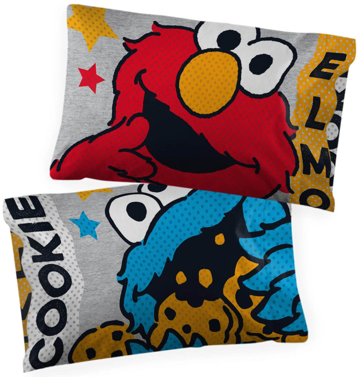 Jay Franco Sesame Street Hip Elmo 2 Pack Pillowcase - Double-Sided Kids Super Soft Bedding Features Elmo And Cookie Monster (Off