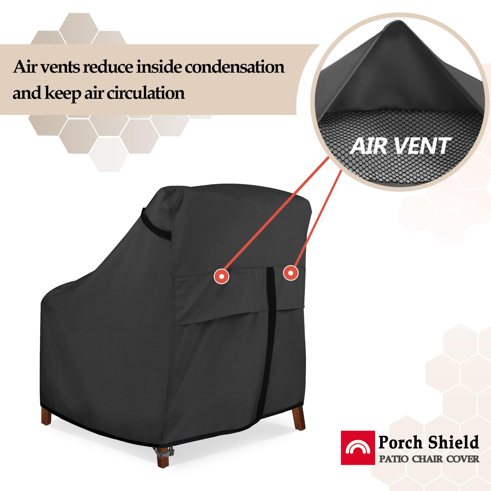 Porch Shield Patio Chair Covers - Waterproof Outdoor Lounge Deep Seat Adirondack Chair Cover 2 Pack - 34W X 37D X 36H Inch, Black