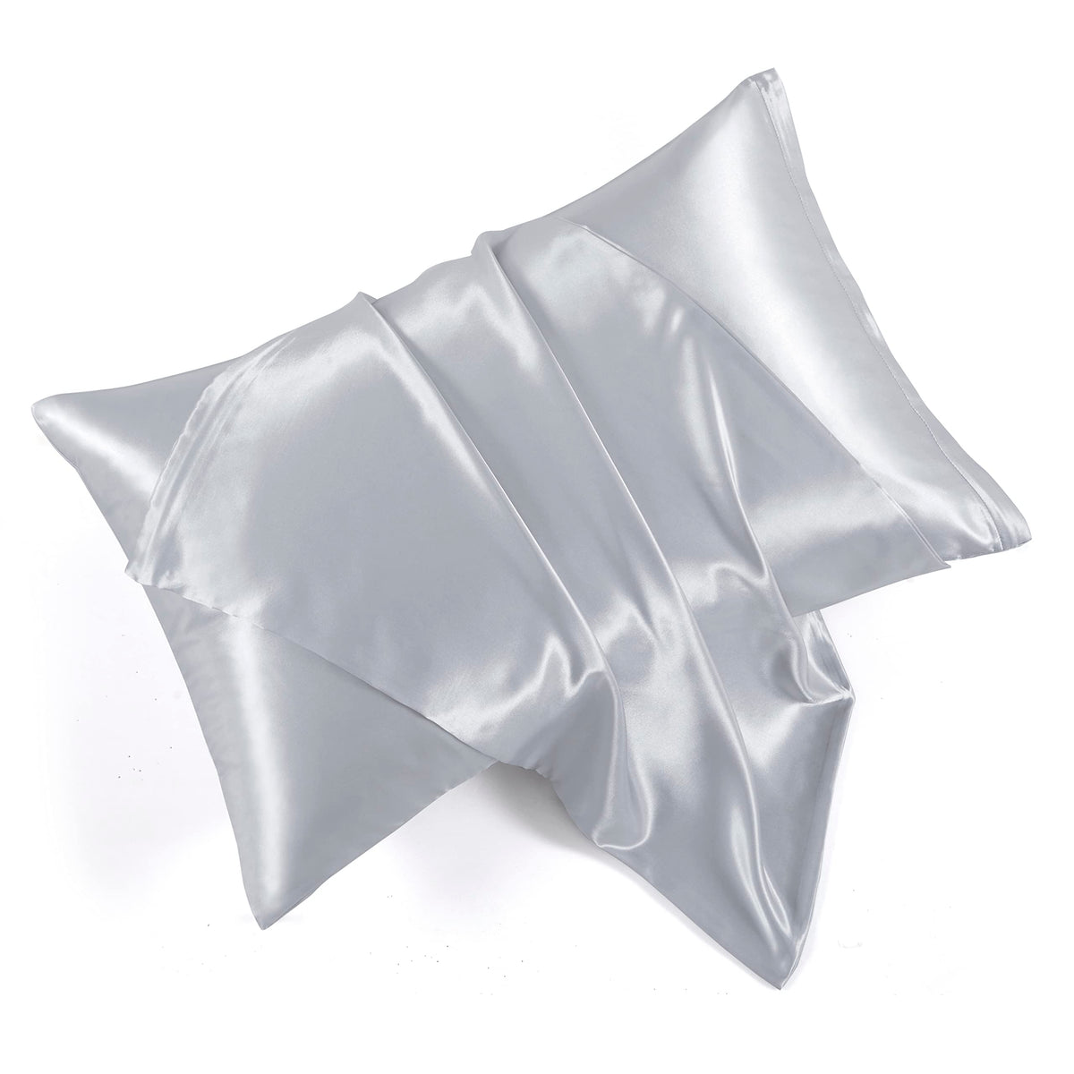 Hommxjf Satin Pillowcases With Zipper (20X30),Queen Size Pillowcases Set Of 2, Light Gray Silk Pillowcase For Hair And Skin