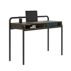 Techni Mobili Modern Office Desk with Storage - 46 Inch Classic Writing Table with 2 Open Shelves for Easy Access - Industrial Walnut Desk with Scratch Resistant Steel Frame Allure Collection