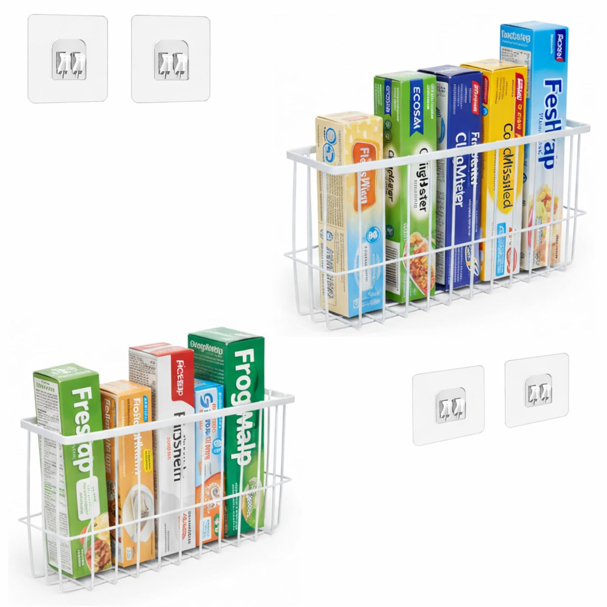 Mowhut 2 Pack Aluminum Foil and Plastic Wrap Organizer,Wall Mounted Cabinet Door Organizer,Kitchen Pantry Organizers and Storage