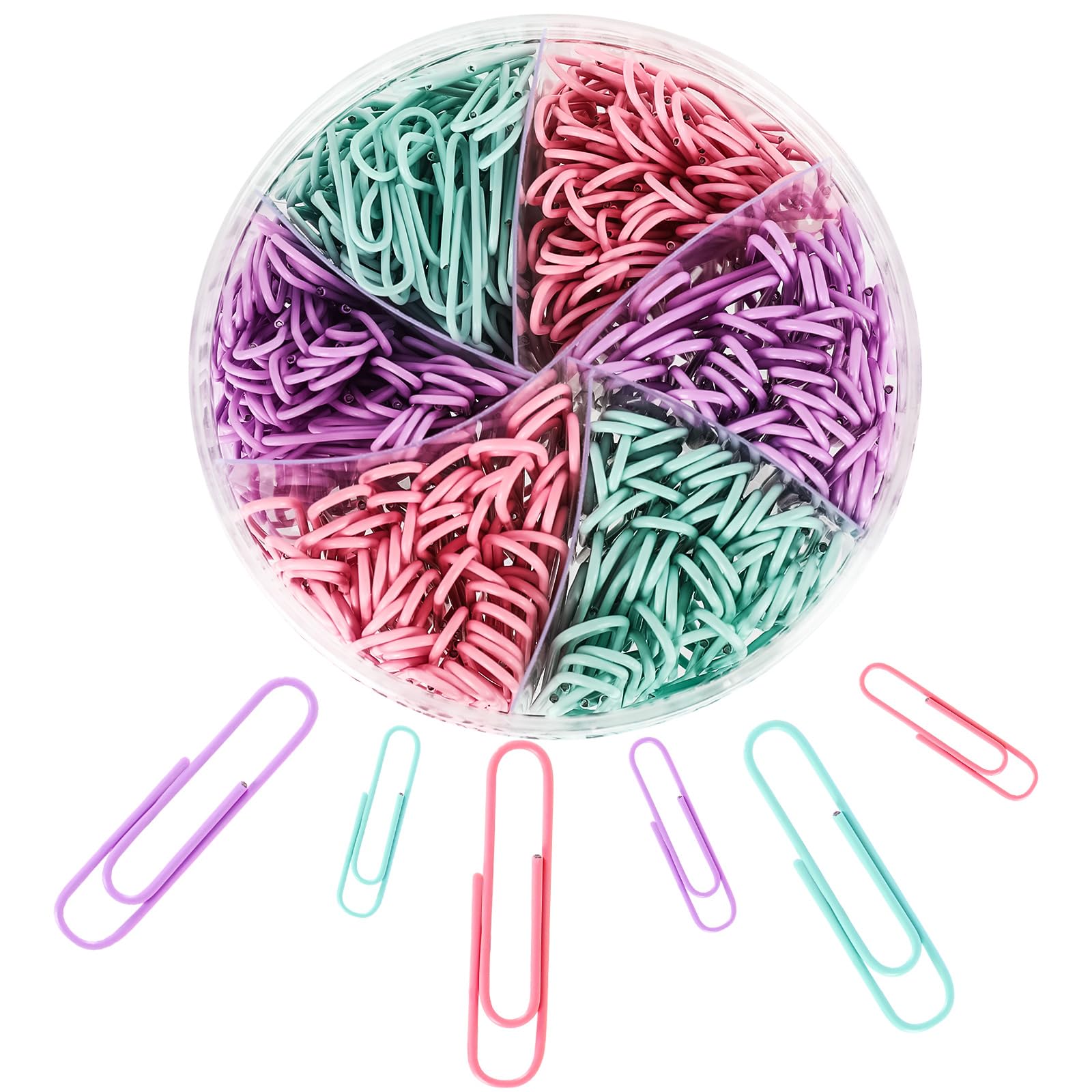 Whaline 450Pcs Colorful Paper Clips Macaron Pink Green Purple Small And Jumbo Paper Clips Rustproof Paperclips For Office School