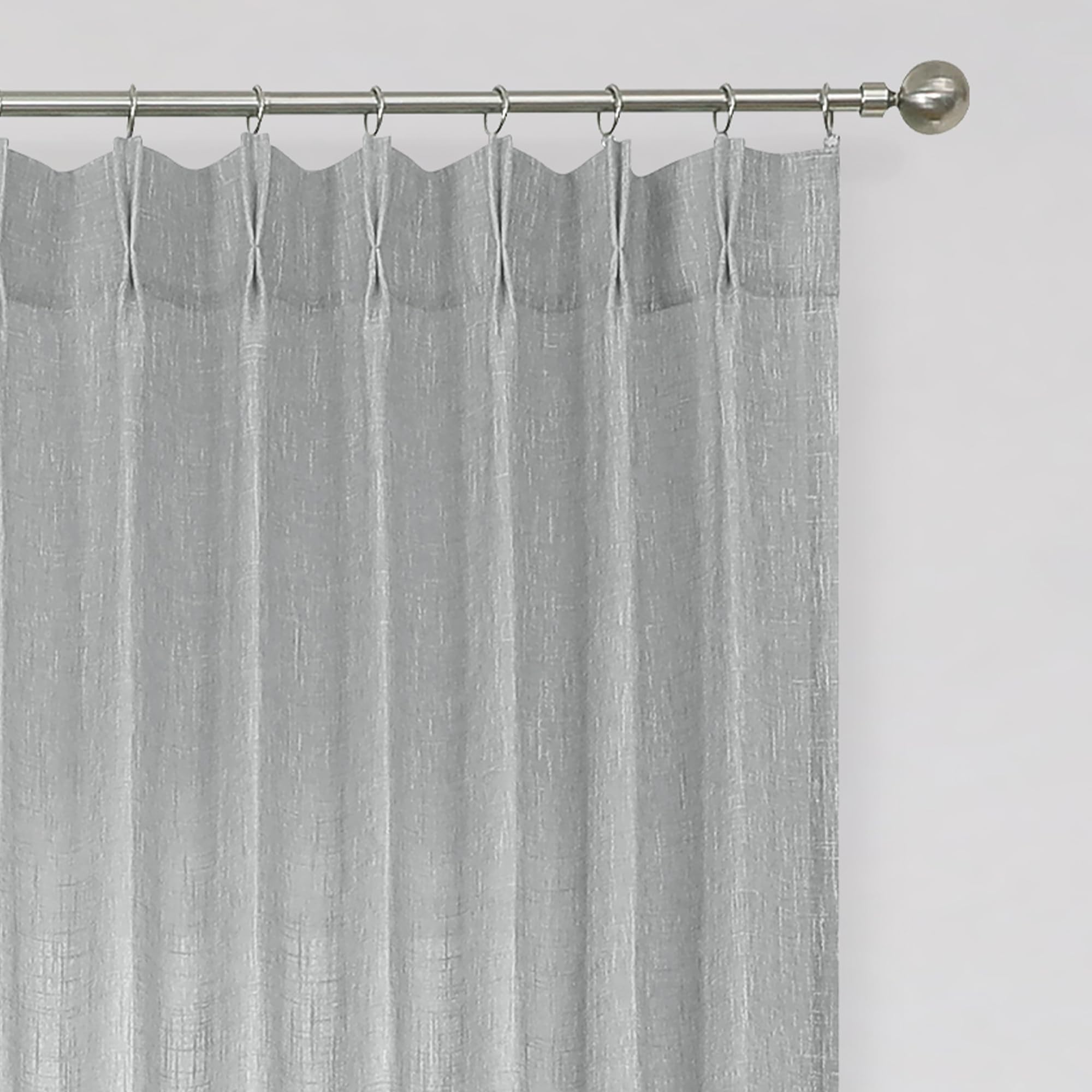 Vision Home Gray Pinch Pleated Semi Sheer Curtains Textured Light Filtering Window Curtains 63 Inches For Living Room Bedroom Si