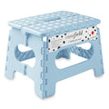 Casafield 9 Folding Step Stool with Handle, Blue - Portable Collapsible Small Plastic Foot Stool for Kids and Adults - Use in Th
