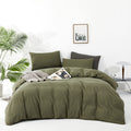 Karever Olive Green Comforter Set Twin Size Solid Green Comforter 3 Pieces Soft Dark Green Twin Comforter Bedding Set Boys Girls