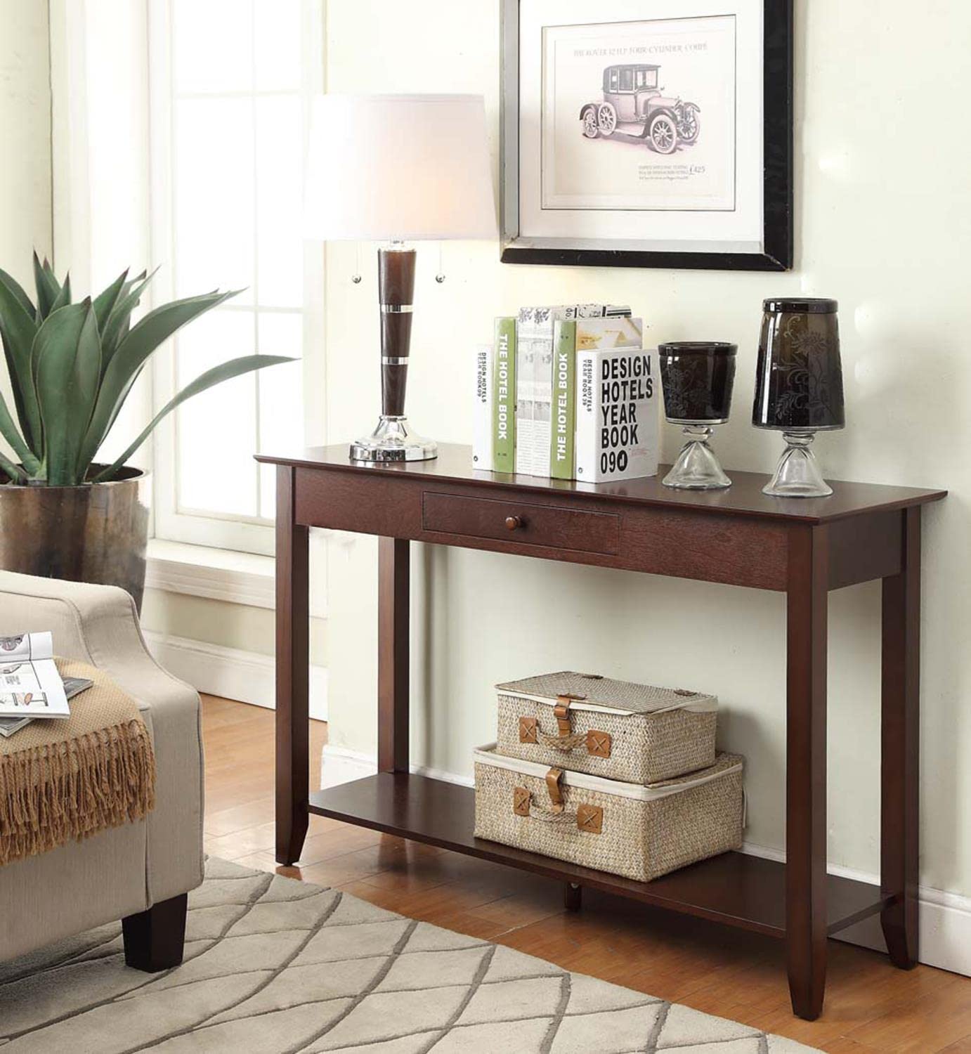 Convenience Concepts American Heritage 1 Drawer Console Table With Shelf, Espresso