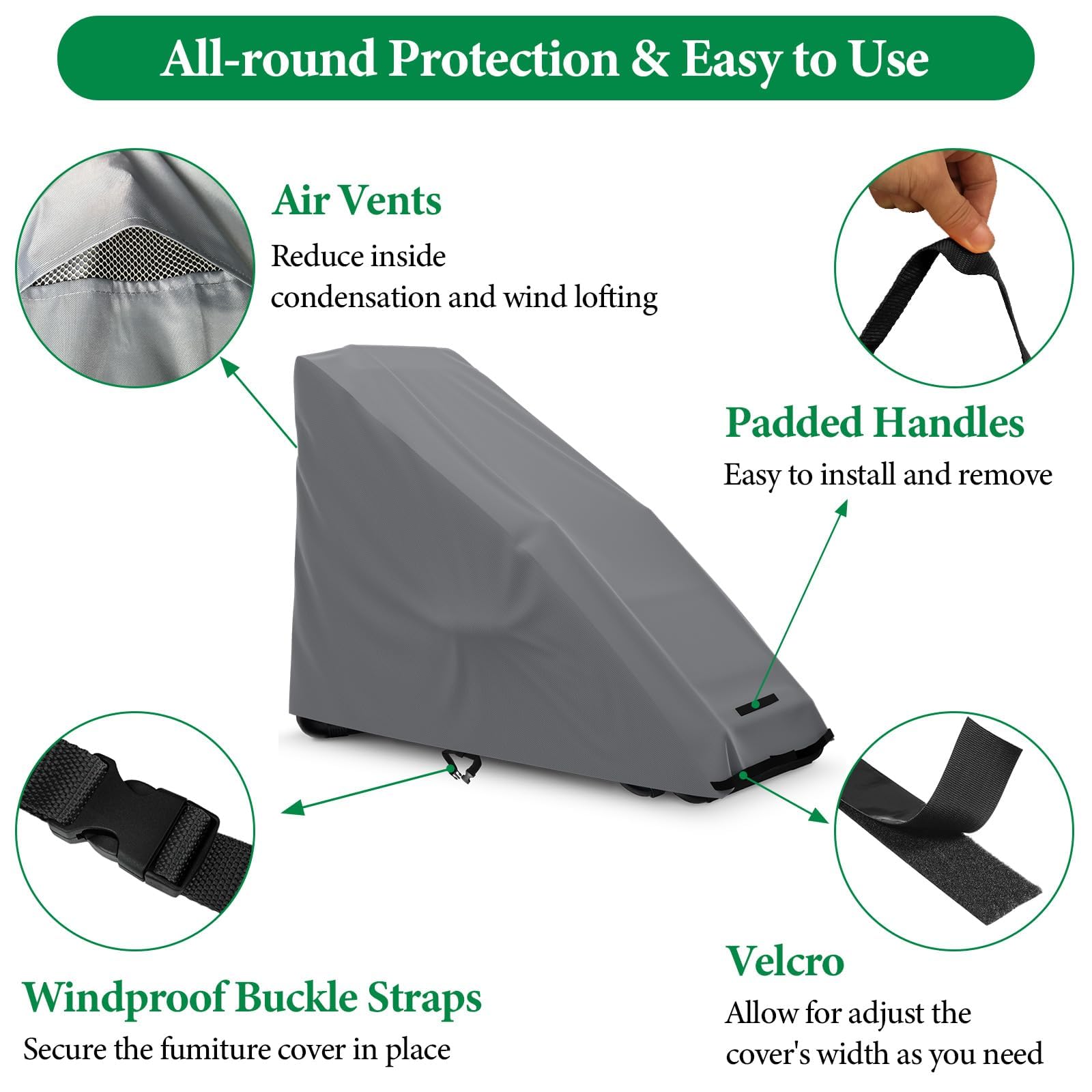 Akefit Zero Gravity Chair Cover Outdoor Folding Lawn Lounge Chair Covers Waterproof All Weather Dustproof Oxford Anti With Storage Bag Grey