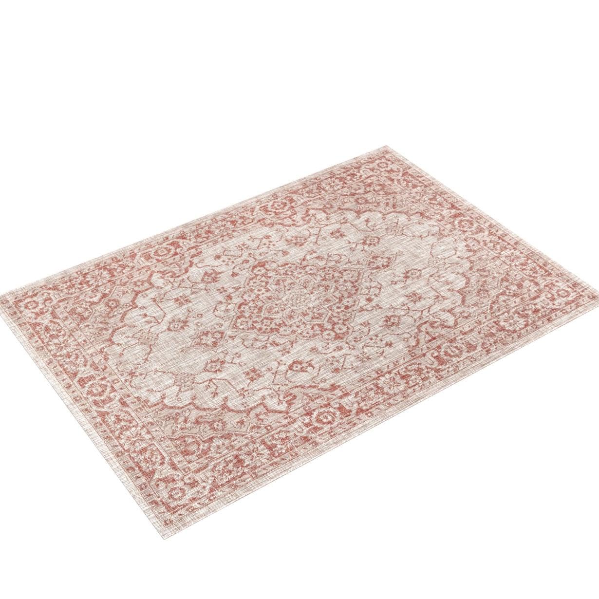 Jonathan Y Smb102A-8 Rozetta Boho Medallion Textured Weave Indoor Outdoor -Area Rug Coastal Bohemian Rustic Glam Easy-Cleaning Bedroom Kitchen Backyard Patio Non Shedding, 8 X 10, Red/Taupe