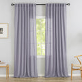 Lavender Purple Linen Back Tab Curtains 108 Inches Long Ceiling To Floor For Large Windows,2 Panels Set Hooks Belt Pinch Pleated Easy Sliding Curtains Light Filtering Semi Sheer Drapres 52 X 108 Inch