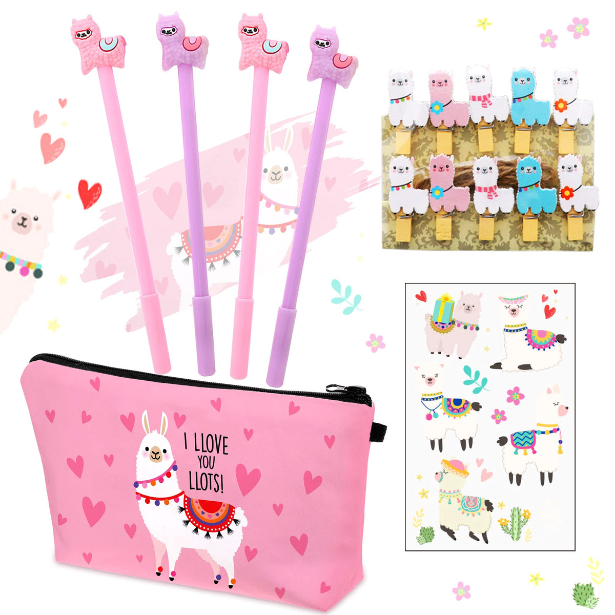 Laventy Alpaca Llama Pens Alpaca Llama Stationery Llama Ballpoint Pens Llama Sticky Notes Llama Clips For Party Office