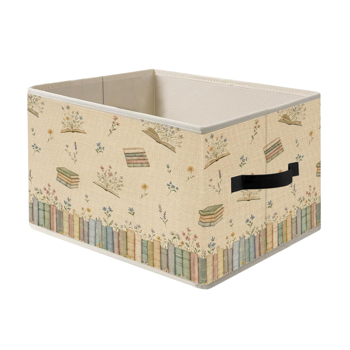FRZSDVHNM Retro Floral Book Lover Storage Basket Bin for Clothes Books