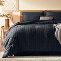 Laojin Balhen Queen Comforter Set 8 Pieces, Seersucker Bed In A Bag Queen, Black Comforter With Sheets, Comforters Queen Size Be