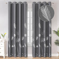 Estelar Textiler Blackout Curtains For Living Room Silver Palm Tree Printed Thermal Insulated Room Darkening Curtains For Bedroo