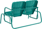 Crosley Furniture Ridgeland Retro Metal Outdoor Loveseat Glider, 2-Person Rocking Patio Bench for Porch, Turquoise Gloss