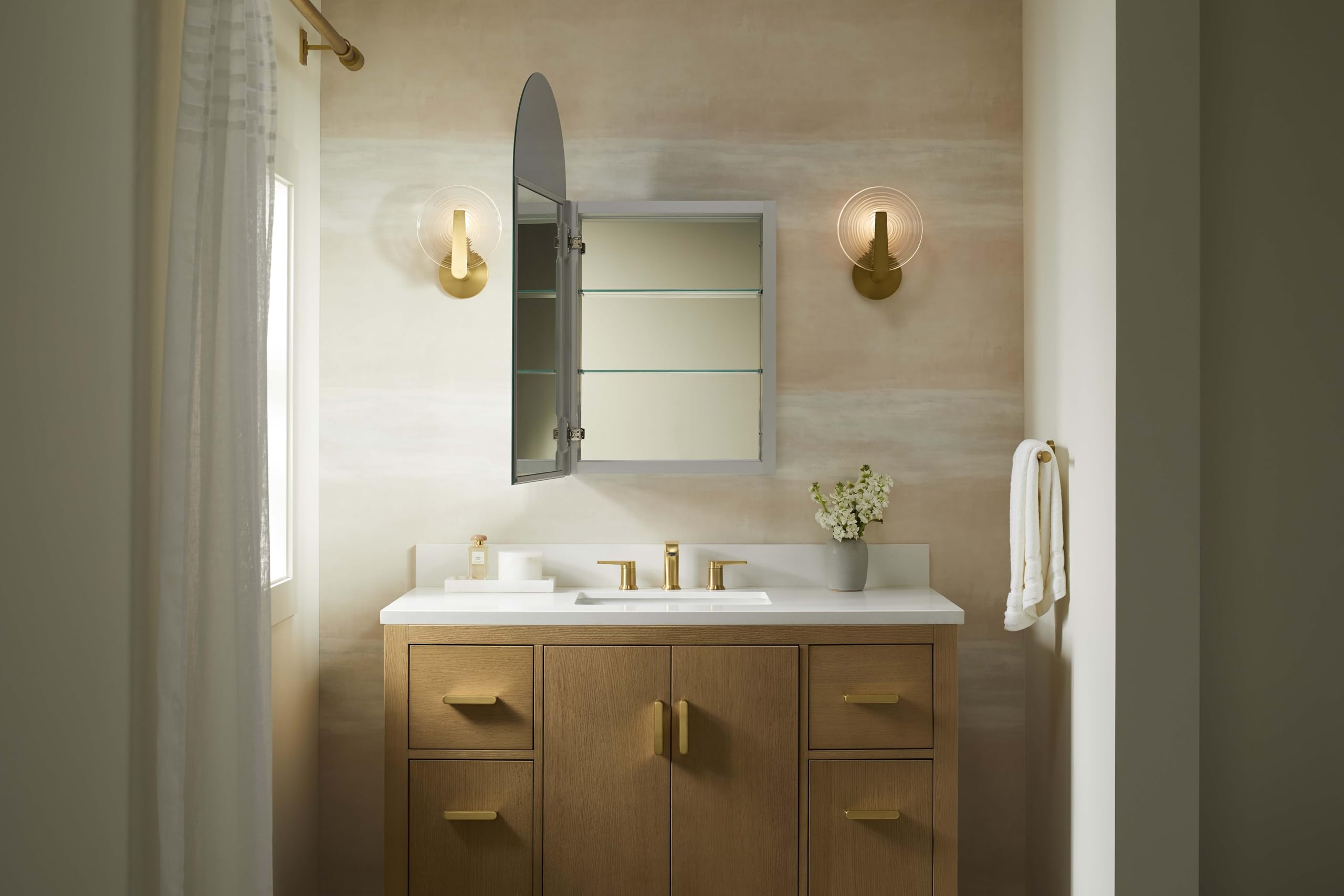 Kohler Embark Medicine Cabinet, Deep Storage With Adjustable Shelves And Arch Mirrored Door, 20' X 36'