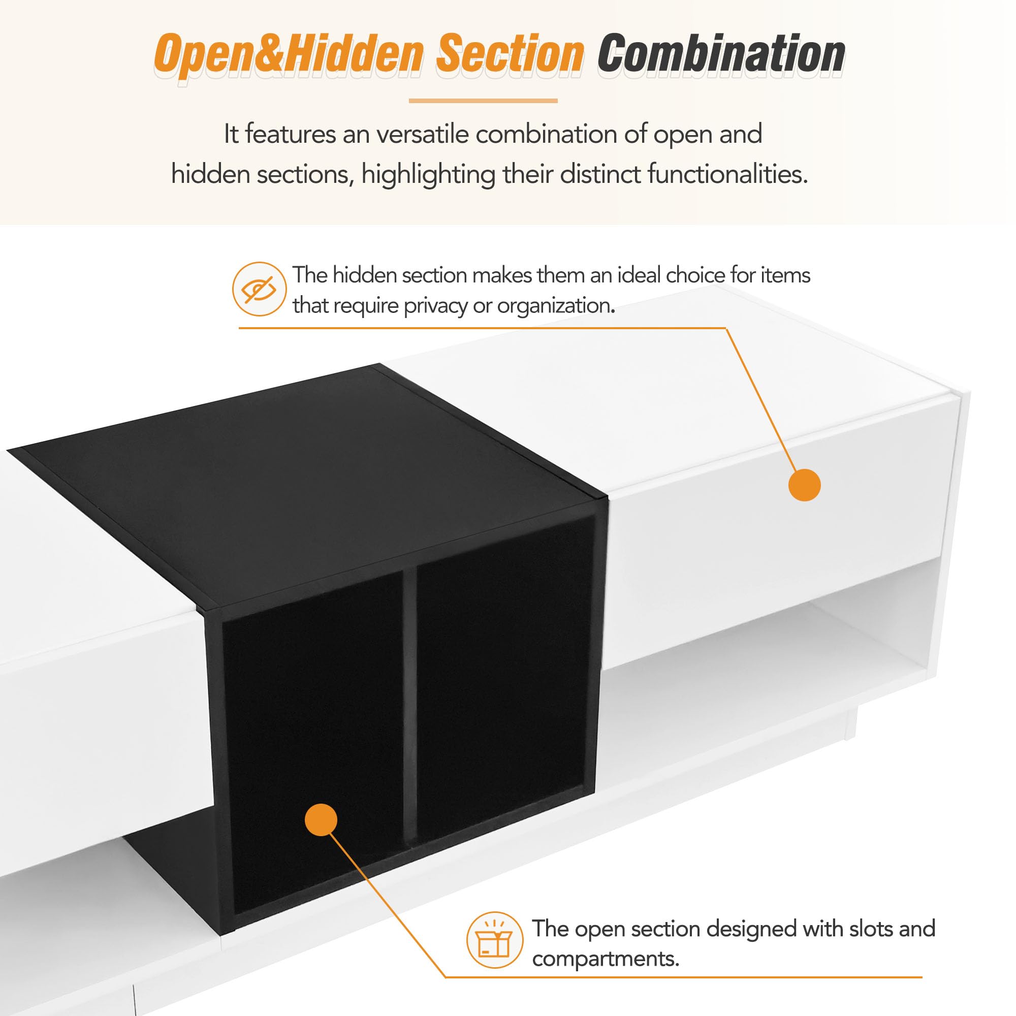 Merax Sleek And Stylish Tv Stand With Perfect Storage Solution, Two-Tone Media Console For Television Up To 80'', Functional Cabinet With Versatile Compartment For Living Room, White