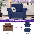 Znsayotx Super Stretch Chair Slipcover (31'-46'), New Striped Sofa Chair Covers For Living Room, Dogs Pet Friendly Anti-Slip Chair Protector Spandex Armchair Slipcovers (Navy Blue, Chair)