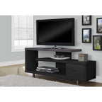 Monarch Specialties I STAND-60 L Grey TOP with 1 Drawer TV STAND, Black