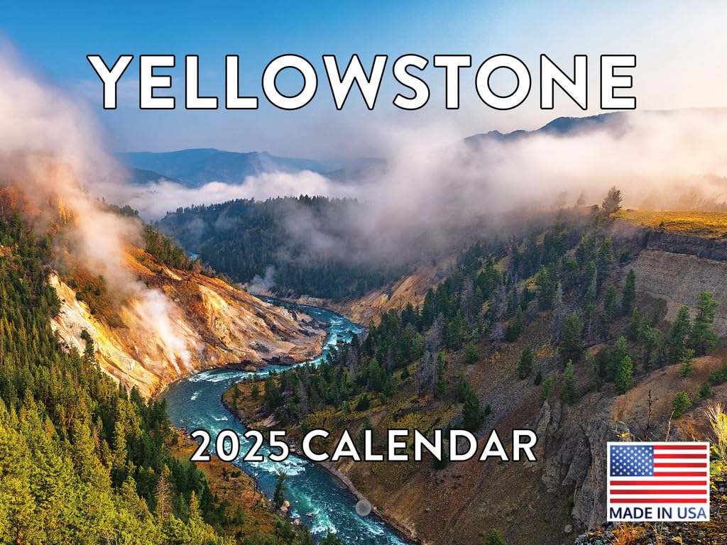 Yellowstone Calendar 2025 National Park Monthly Wall Calender Montana Nature 12 Month | American Made In The Usa