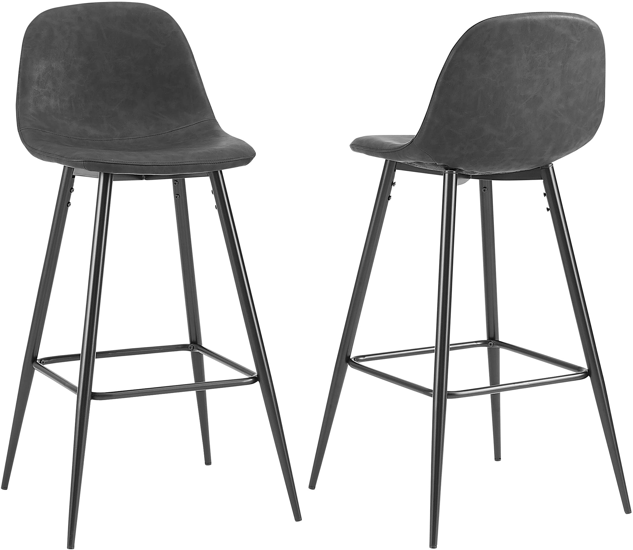 Crosley Furniture Weston Upholstered Seat Bar Stools Set of 2, Distressed Black/Matte Black