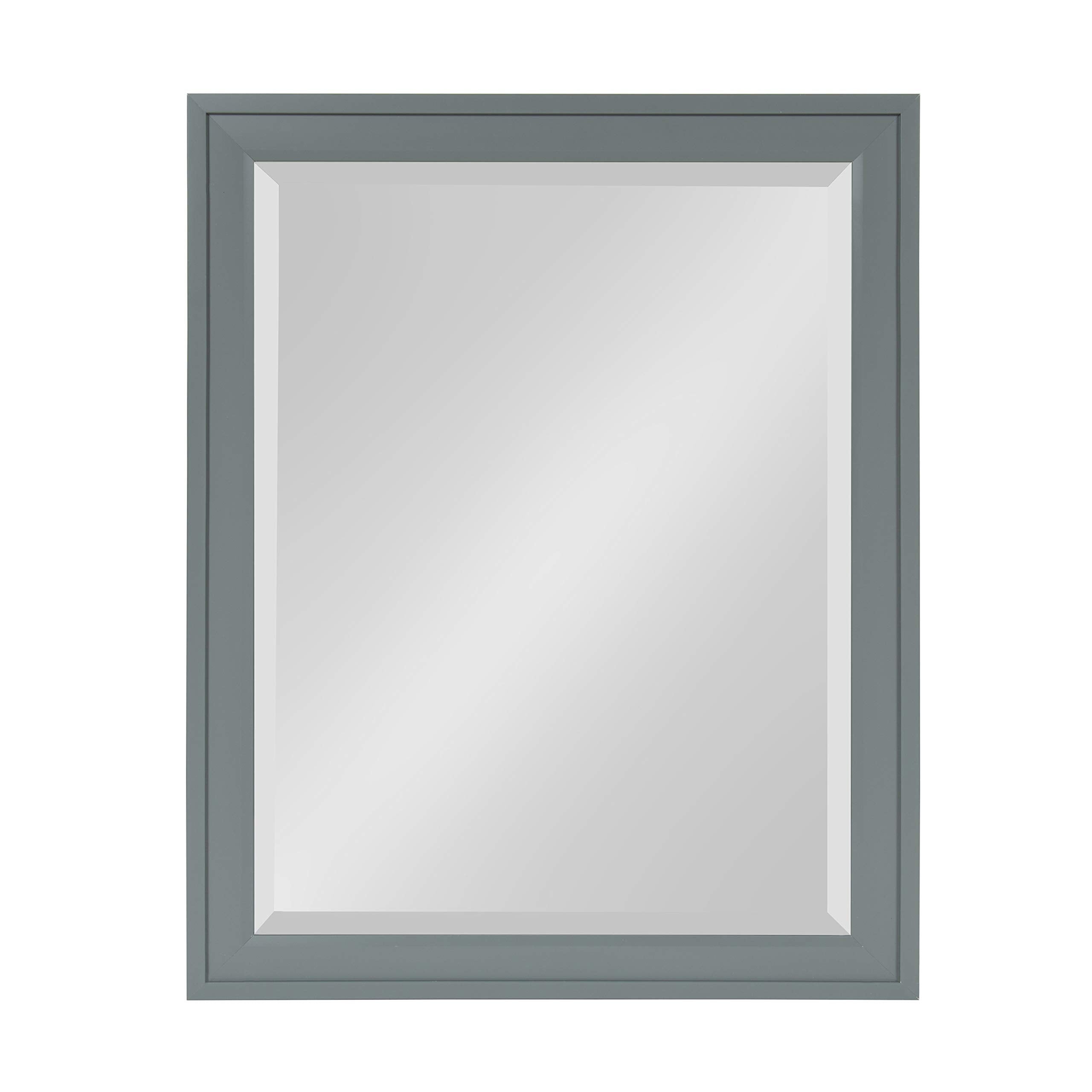 DesignOvation Bosc Framed Decorative Rectangle Wall Mirror, 22 x 28, Gray, Transitional Rectangular Vanity Mirror for Use as Bat