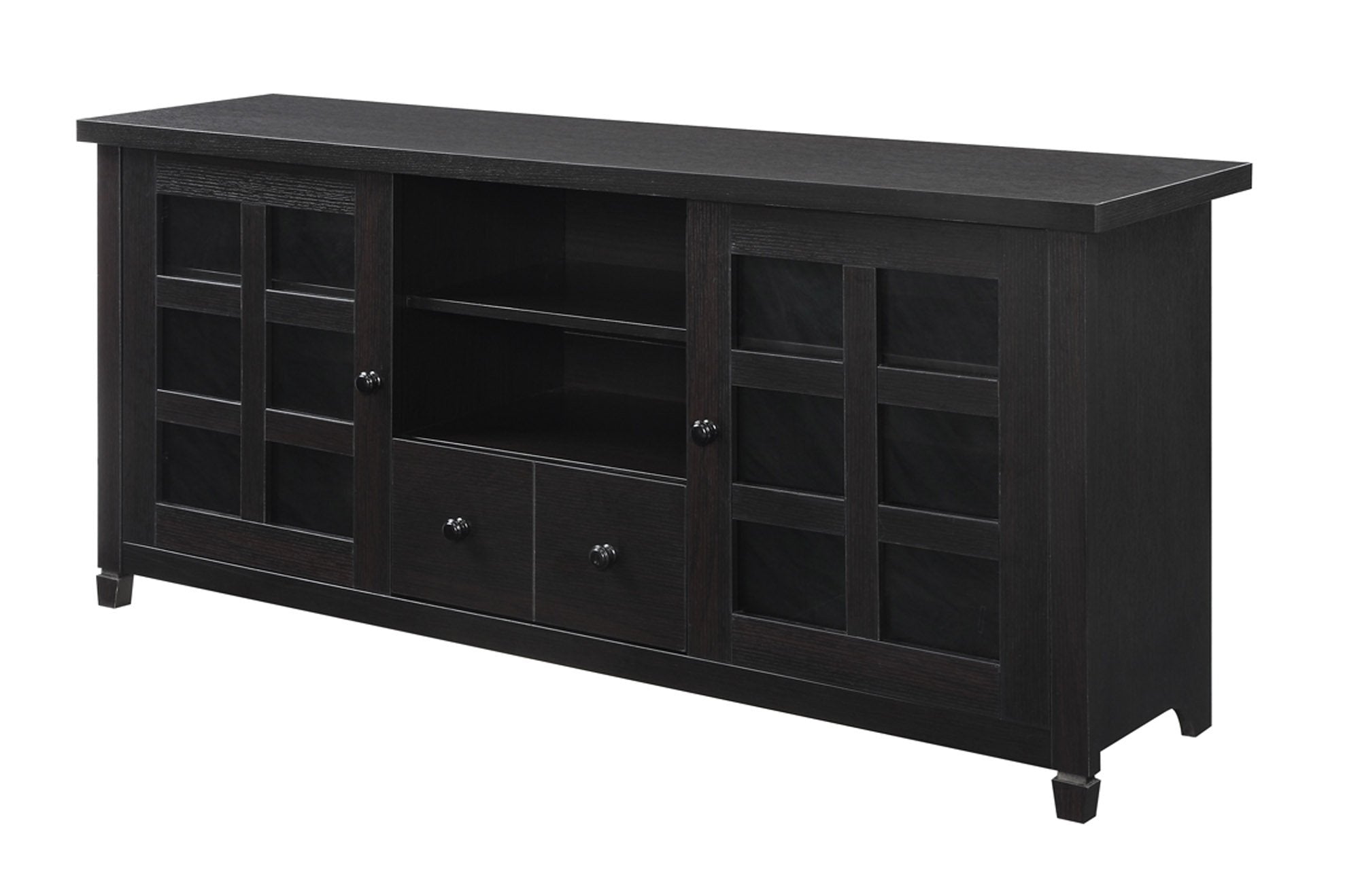 Convenience Concepts Newport Park Lane 1 Drawer TV Stand with Storage Cabinets and Shelves for TVs up to 65 Inches, Espresso