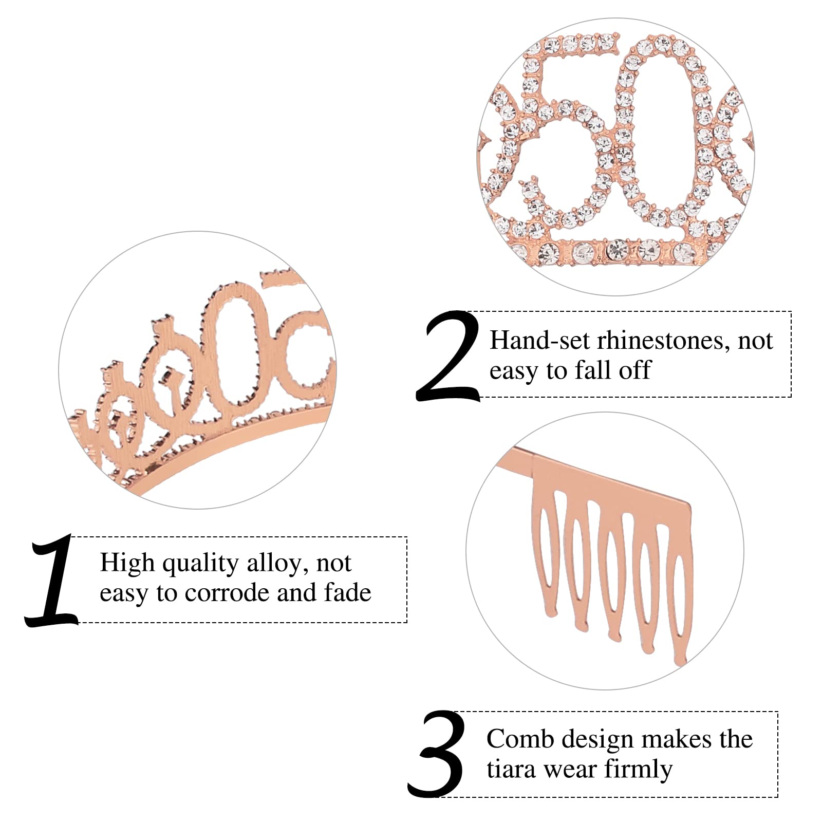 Semato 50Th Birthday Decorations 50Th Birthday Tiara Sash Kit- 50Th Birthday Gifts For Women 50Th Birthday Party Decorations (Ro