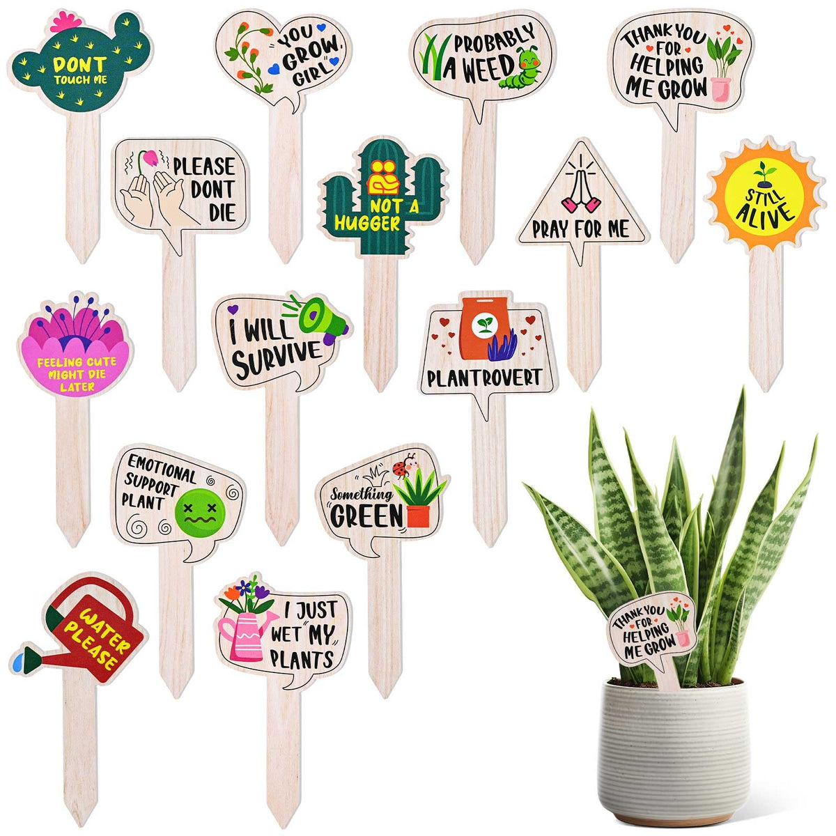 Juyrle Funny Plant Labels- 15Pack Garden Plant Markers For Succulent Flowers Greenery Seedling Plants Waterproof Plant Tags, Out