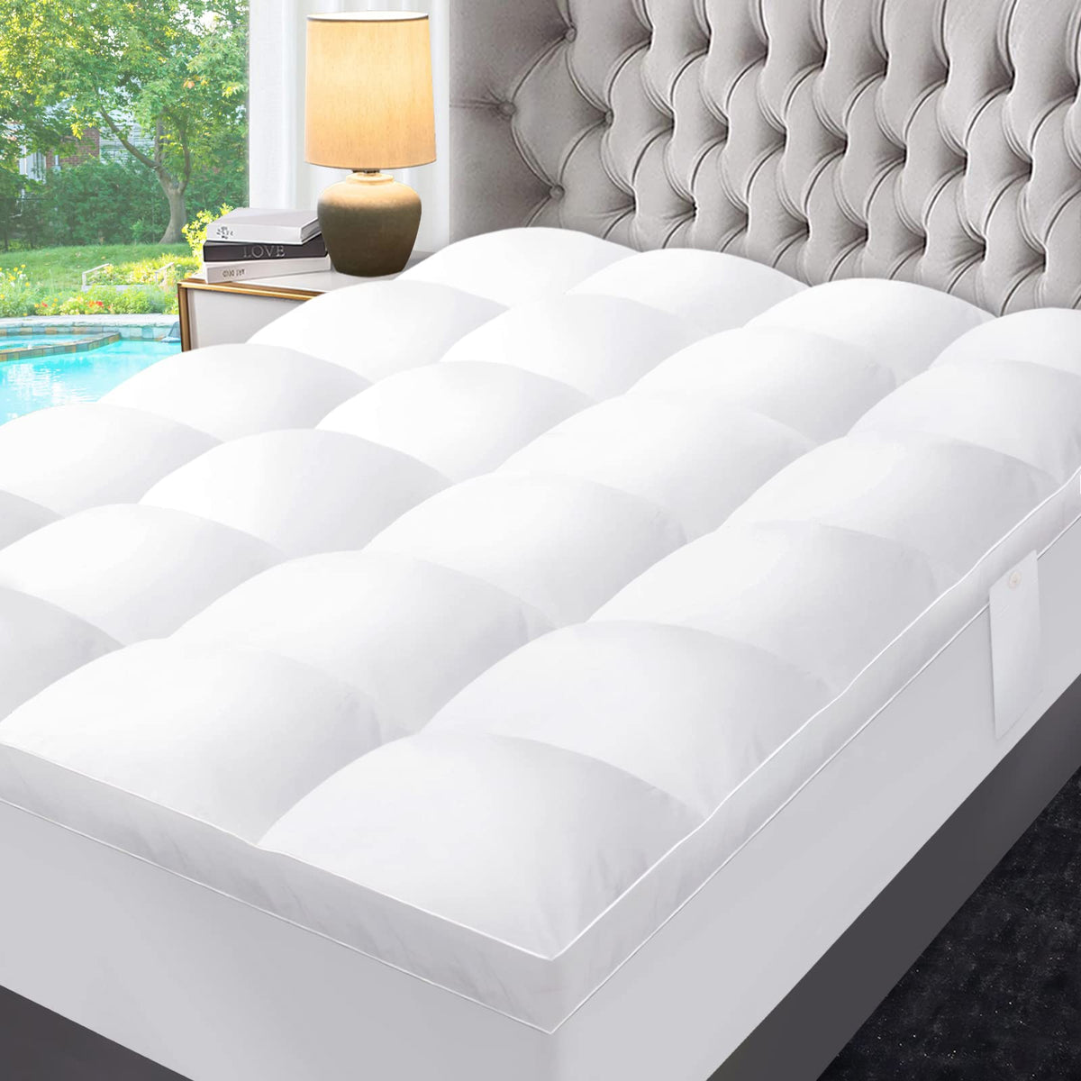 Abene Mattress Topper For Back Pain Relief, Extra Thick Mattress Pad Pillowtop, Soft Mattress Protector Cover With 8''-21'' Deep