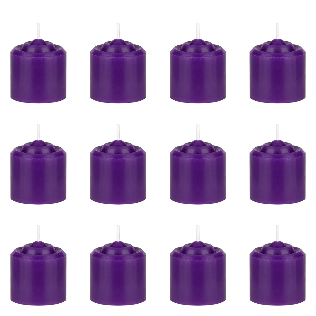 Mega Candles 12 pcs Unscented Purple Votive Candle, Hand Poured Wax Candles 10 Hours 1.38 Inch x 1.5 Inch, Home D  cor, Wedding 