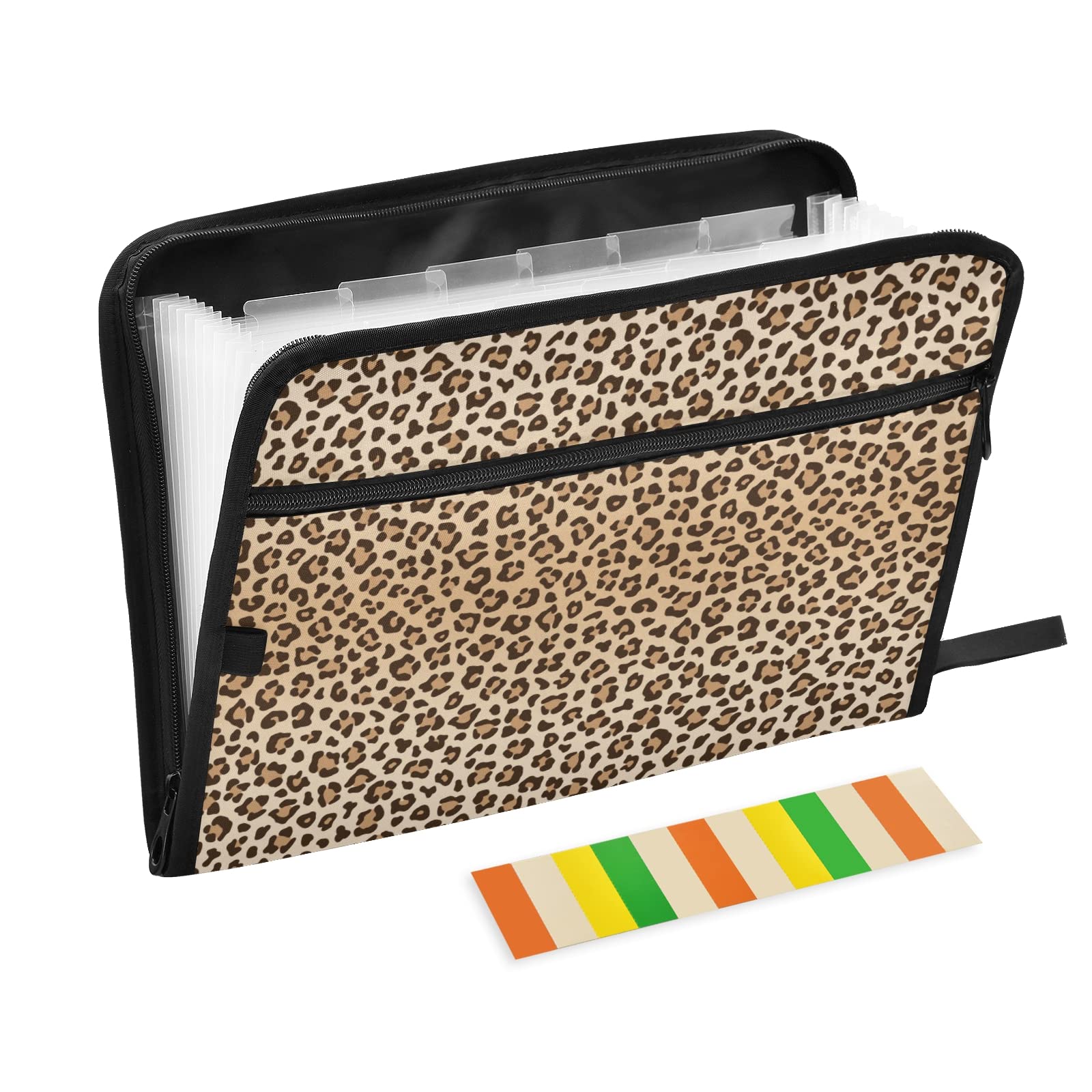 Susiyo Brown Leopard Print Animal Expanding File Folder 13 Pockets Expanding Organizer File Folder For A4 Letter Size