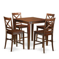 East West Furniture VNQU5-MAH-W 5 Piece Counter Height Pub Set Includes a Square Dining Room Table and 4 Kitchen Chairs, 36x36 Inch, Mahogany