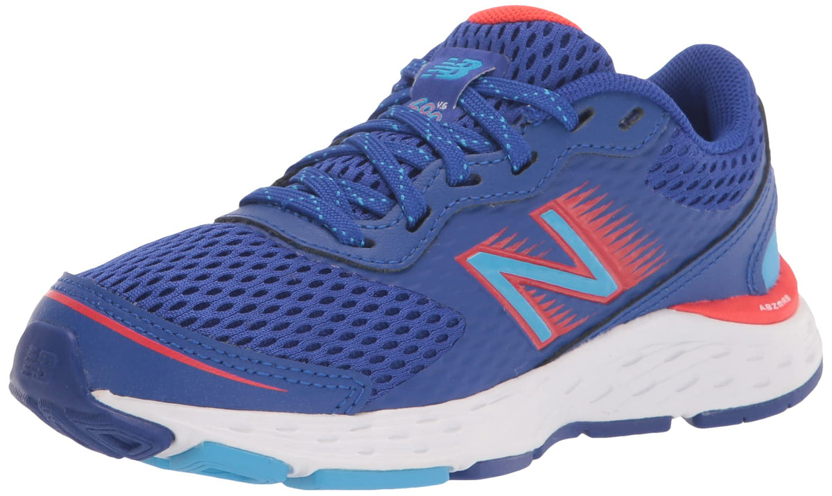 New Balance Kids 680 V6 Lace-Up Running Shoe, Infinity Blueneo Flamevibrant Sky, 12 Little Kid